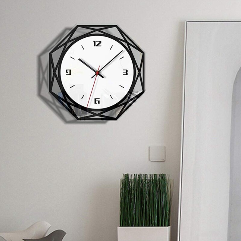 Wooden Wall Clock- Black and White Transparent Acrylic Wall Clock- Perfect To Decorate Living Room, Bedroom, Office, Ca