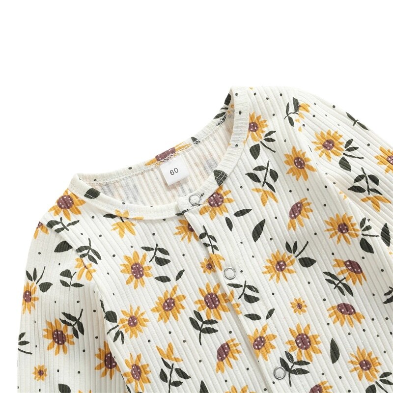 Kids Baby Floral Rompers for Autumn Long Sleeve Cotton Girls Jumpsuits Infants Children Clothes