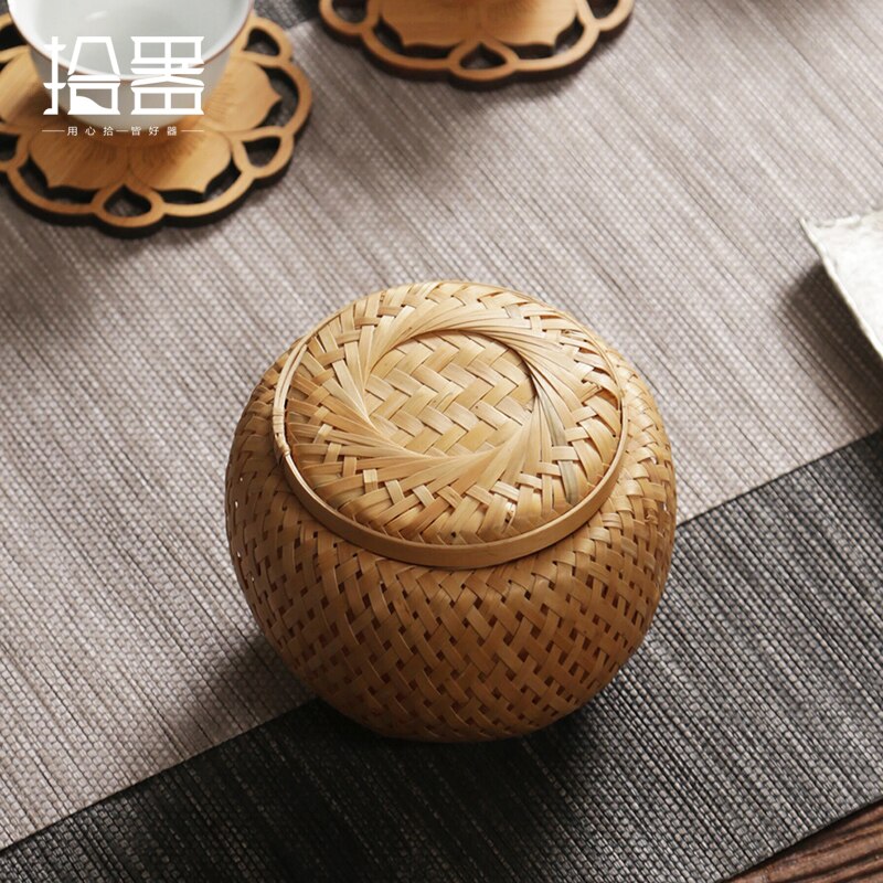 Bambu kung fu teburk behållare bambu caddies för puer matcha grönt te blomma te keramik burk förvaring kistor teask