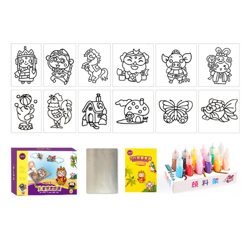 12 Colors Kids DIY Drawing Toys Cartoon Glue Tempera Painting Kindergarten Educational Art Craft