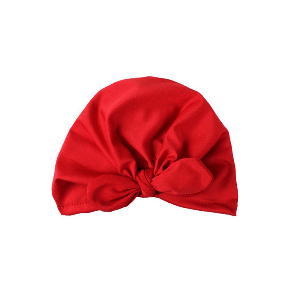 Gorro con lazo para bebé niña, gorro turbante de algodón para niño pequeño, accesorios para el cabello de la India, nuevos gorros suaves de rayón para bebé: Rojo