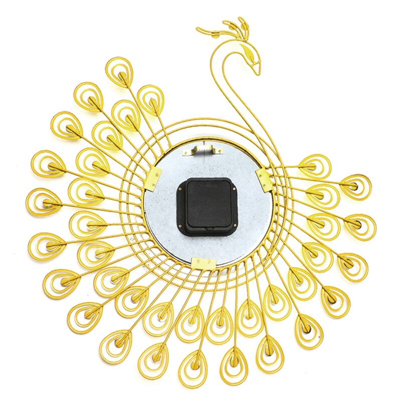 53x53cm Diamond Peacock Wall Clock 3D Large Gold Metal Watch for Home Office Living Room Decor DIY Clocks Crafts Ornaments