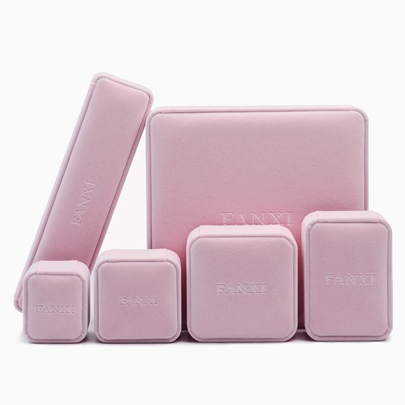 Velvet Jewelry Box - Pink - 19x19x4cm - Ring, Necklace, Earring, Bracelet Display - Oirlv