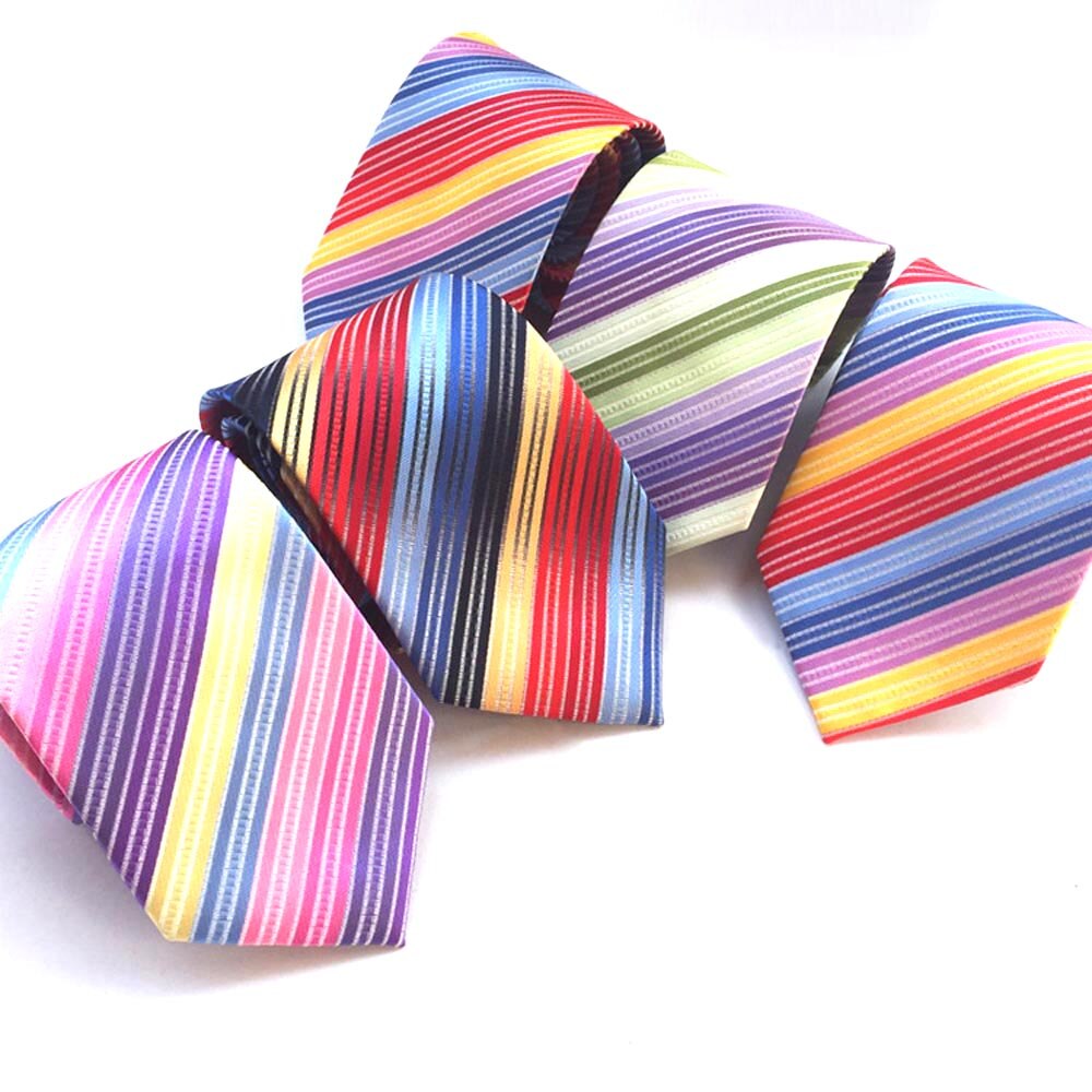 Regenboog Gestreepte Man TieWoven Bloemen Gestreepte Stropdas bruiloft zakelijke banden Pak Stropdas Kleding accessoires voor mannen