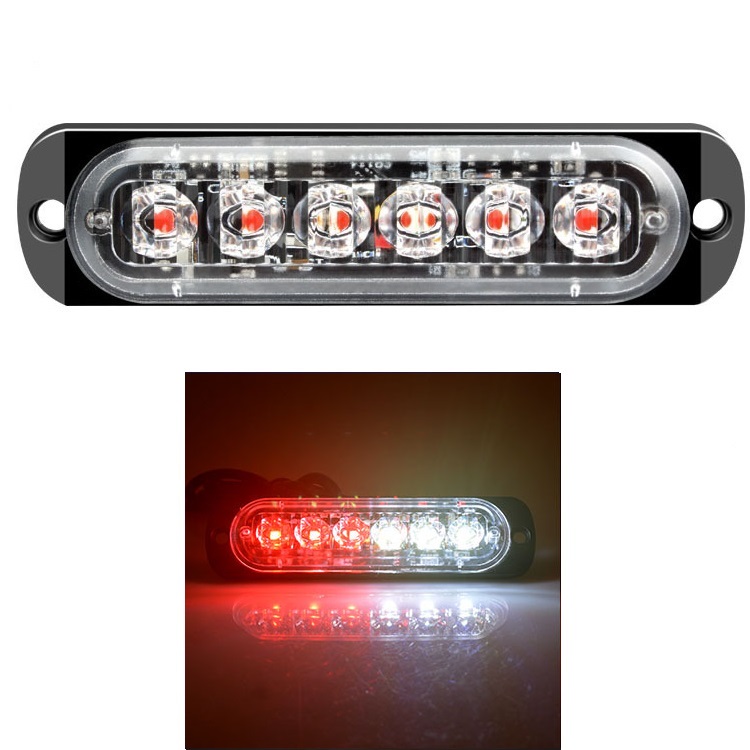6LED 4LED luz de advertencia de coche luz de avería de parrilla coche camión remolque baliza lámpara LED luz lateral ámbar 12V - 24V: Negro / Color blanco cálido