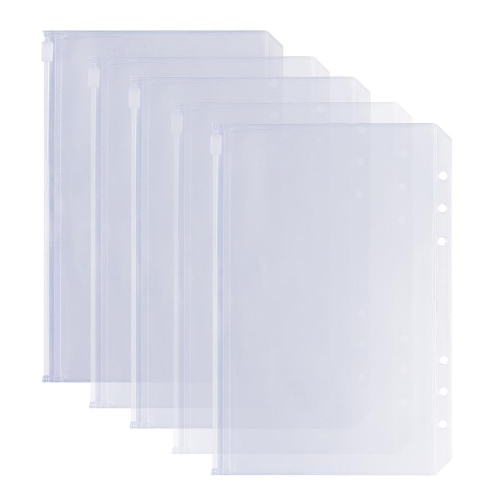 Aasjbofa klar bindelomme  a6/a7 bindemiddel lynlås mappe til 6- ring notebook planner vandtæt pvc pose dokument arkivering poser