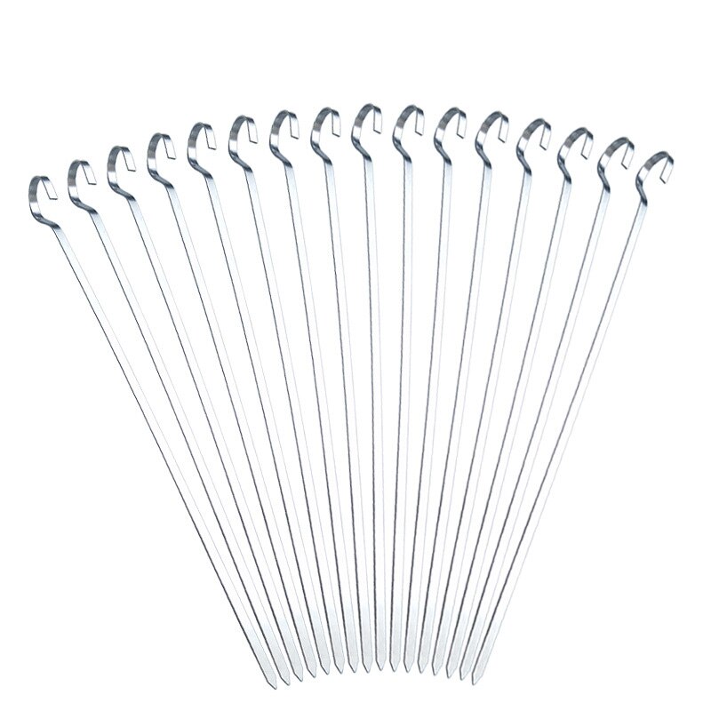 Återställbara grillspett i rostfritt stål bbq nålgrill shish kabob pinnar platt köttverktyg bbq gafflar tillbehör 30cm/11.81 "