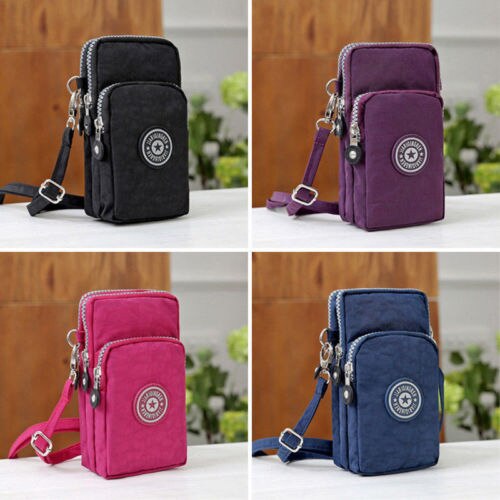 Draagbare Opbergtas Cross-Body Mobiele Telefoon Schoudertas Pouch Case Riem Handtas Portemonnee Portemonnee Portemonnees: Black