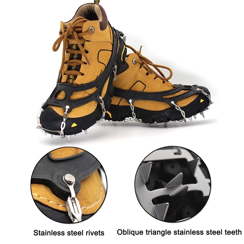 Ice Cleats Traction Snow Grips for Boot Shoe Anti Slip 18 Spikes Safe Protector U7EF