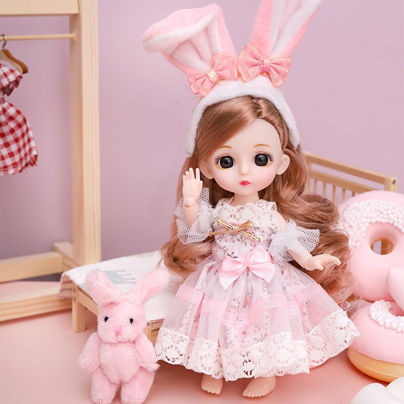 16cm Movable Joints Doll Princess Girl Children Toy Bjd Doll Full Set: 5