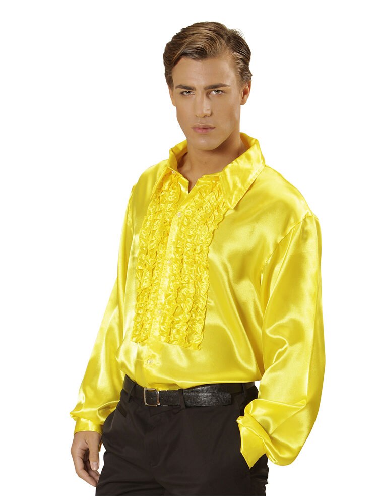 widman camisa de chorreras amarilla, años 70, varias tallas, disfraz de hombre adulto, para fiestas, carnaval, despedidas