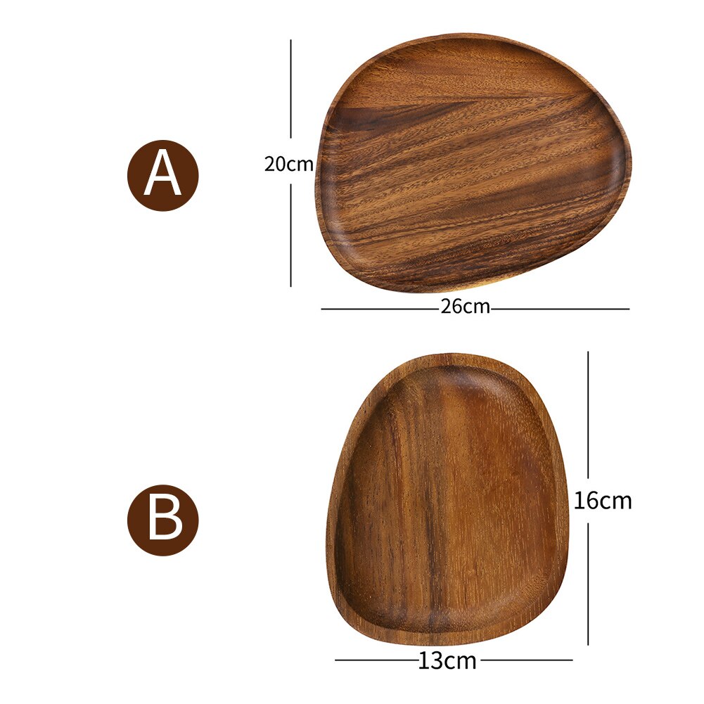 Irregular Solid Wood Plate Whole Acacia Wood Fruit Dishes Wooden Saucer Tea Tray Dessert Dinner Breakfast Plate Tableware Set