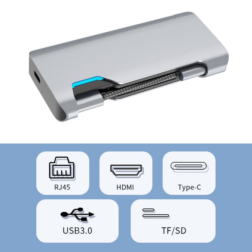 7-in-1 hoch Geschwindigkeit Hub Adapter USB-C Hub 4K 30HZ HD USB 3,0 Adapter Tragbare Laptop PD Ladung SNetwork PD Hub