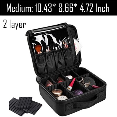 HMUNII neceser para mujer, organizador de maquillaje de viaje, caja de maquillaje , bolsa de cosméticos, bolsas, estuche de belleza para artista de maquillaje: B-Black cosmetic bag