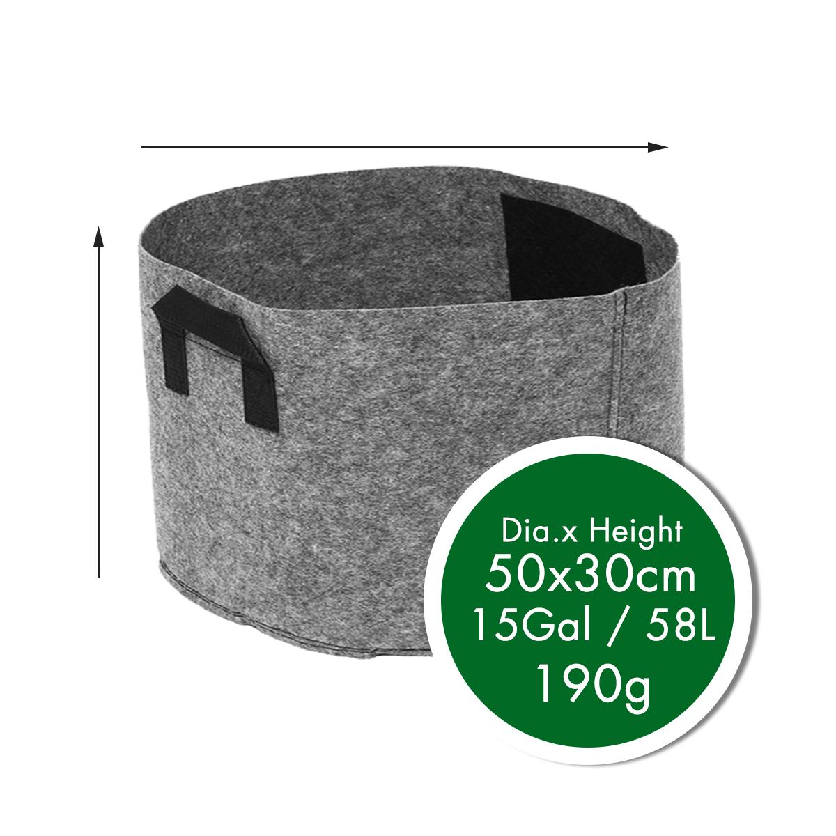 Ikke-vævet filt 1-30 gallon stof vokseposer åndbare potter planter rod pose container plante smarte potter med håndtag have su: 15 gallon 50 x 30