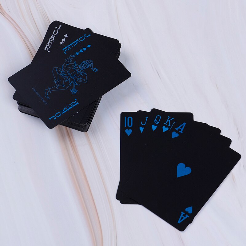 54 stk vandtæt pvc ren sort magisk kasse-pakket plast spillekort sæt dæk poker klassiske magiske tricks værktøj