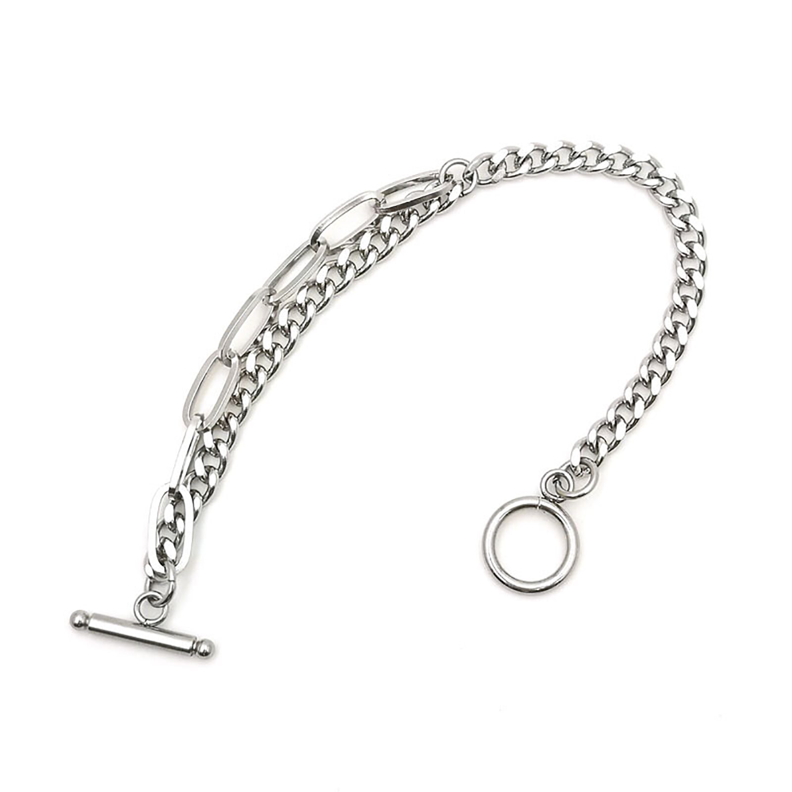 1 Piece Stainless Steel Link Curb Chain And Curb Chain Findings Bracelets Silver Color Oval
