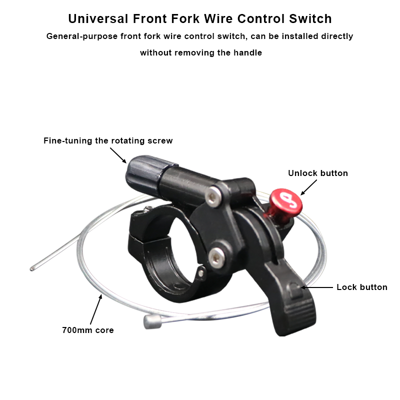 Fiets Vork Afstandsbediening Hendel Schakelaar Met Kabel Aluminium Lockout Knop Mtb Voorvork Draad Controller Schakelaar