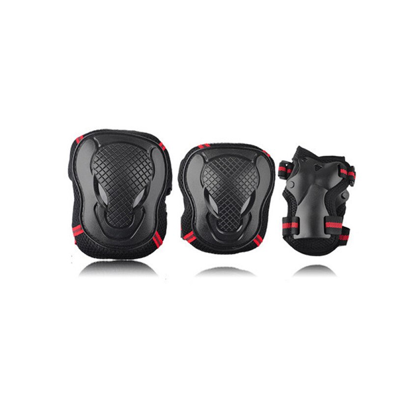 3pcs/Set Roller Skating Protective Gear Knee Wrist Gloves Set Roller Skates Bull Head Protector Cycling Riding Knee Protector: 3pcs red M