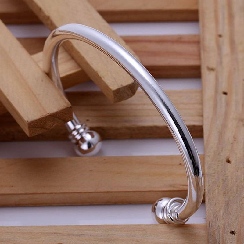 Zilveren sieraden 925 sieraden verzilverd bangle armband Dubbele Ballen Zilveren Bangle/HUFUKEEZ CAWCQHSH