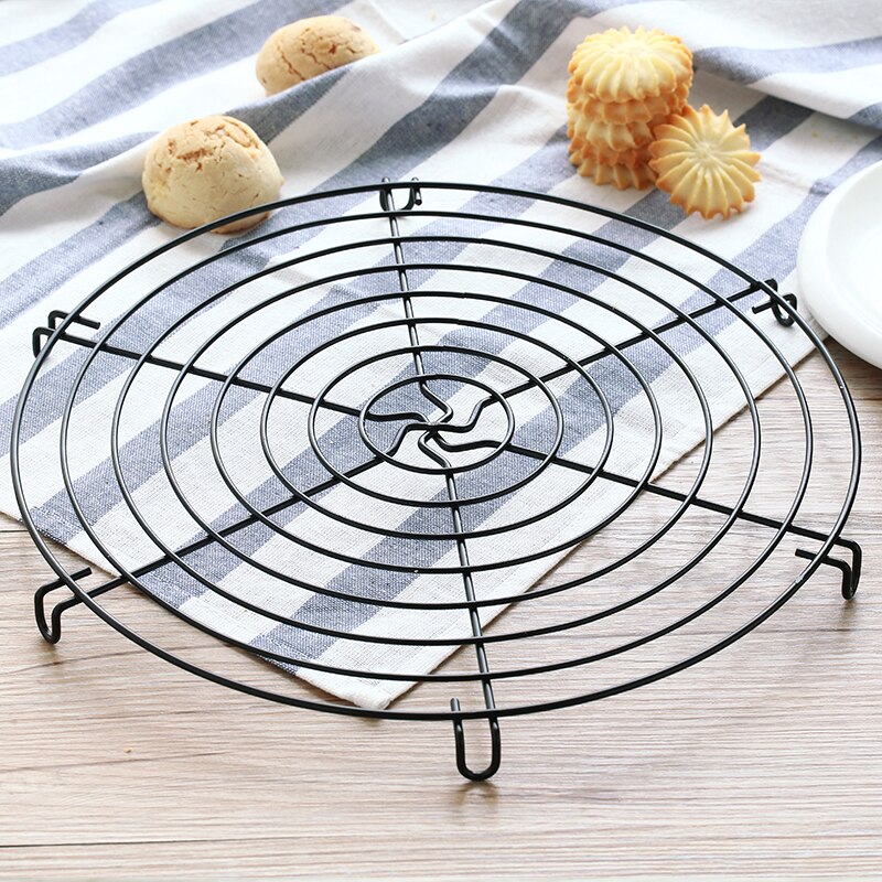 Soporte para enfriar pasteles redondo antiadherente, rejilla de enfriamiento galletitas y bizcochos de acero inoxidable, bandeja de pan, utensilios para hornear, Metal: Black