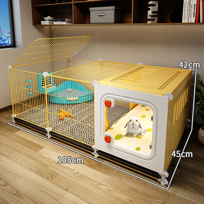 Jaula grande para conejos con zona para dormir separada, cómoda interior con bandeja extraíble para conejillos de indias, casa para conejitos, recinto para conejillos holandeses