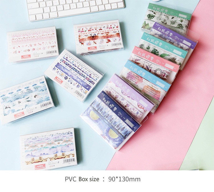 Söt papperstejp gör-det-själv scrapbooking-tejp klistermärke tecknad mönster stil dekorativ kombination hantverksset skolmaterial