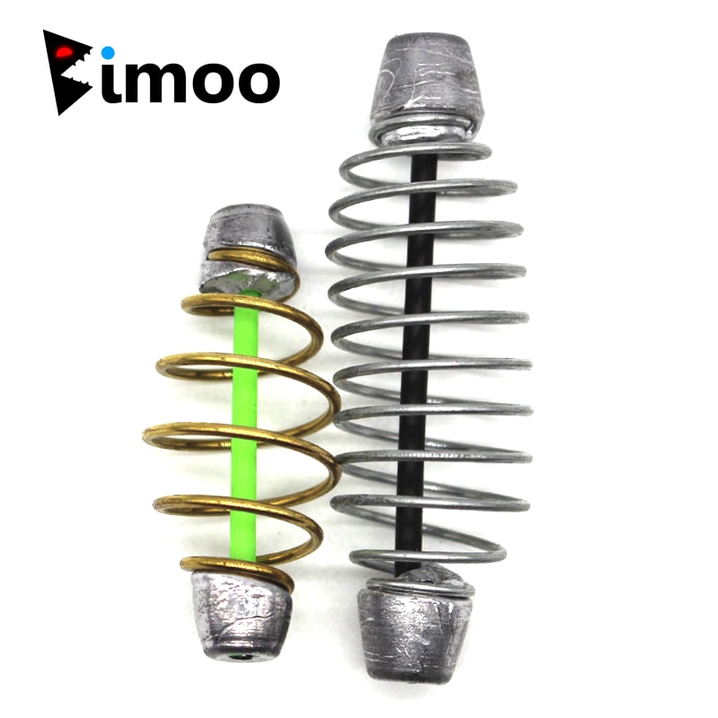 Bimoo 2PCS Spring Bait Feeder with Lead Weight Sinker for Bottom Fishing Rigs Carp Catfish Saltwater Fishing Accessory