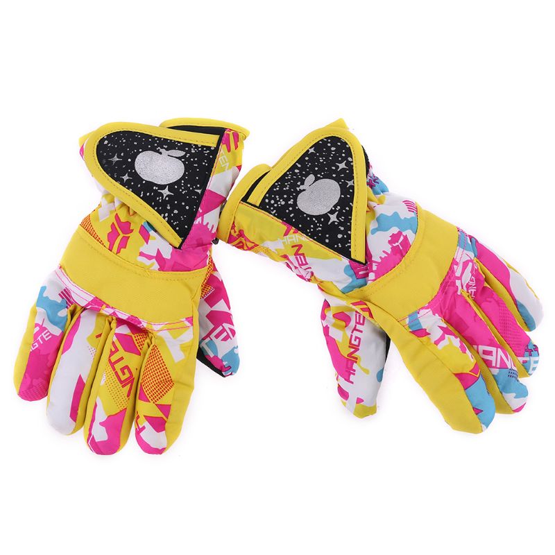 Waterproof Winter Skiing Snowboarding Gloves Warm Mittens For Kids Full-Finger Gloves Strap for Sports, Skiing, Cycling