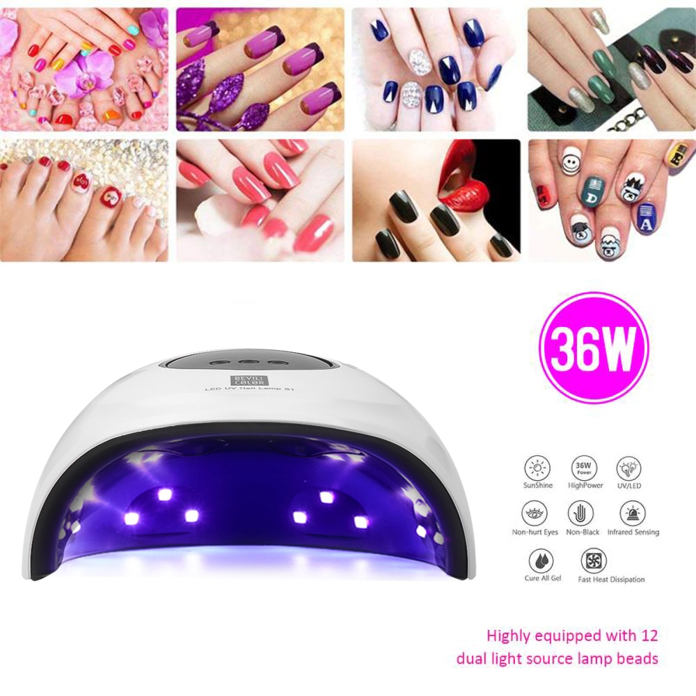 Lámpara LED de 90W para uñas, secador de uñas con dos manos, 30 Uds. LED UV para curar esmalte de uñas de Gel UV con detección de manicura, herramienta de salón # ET-865
