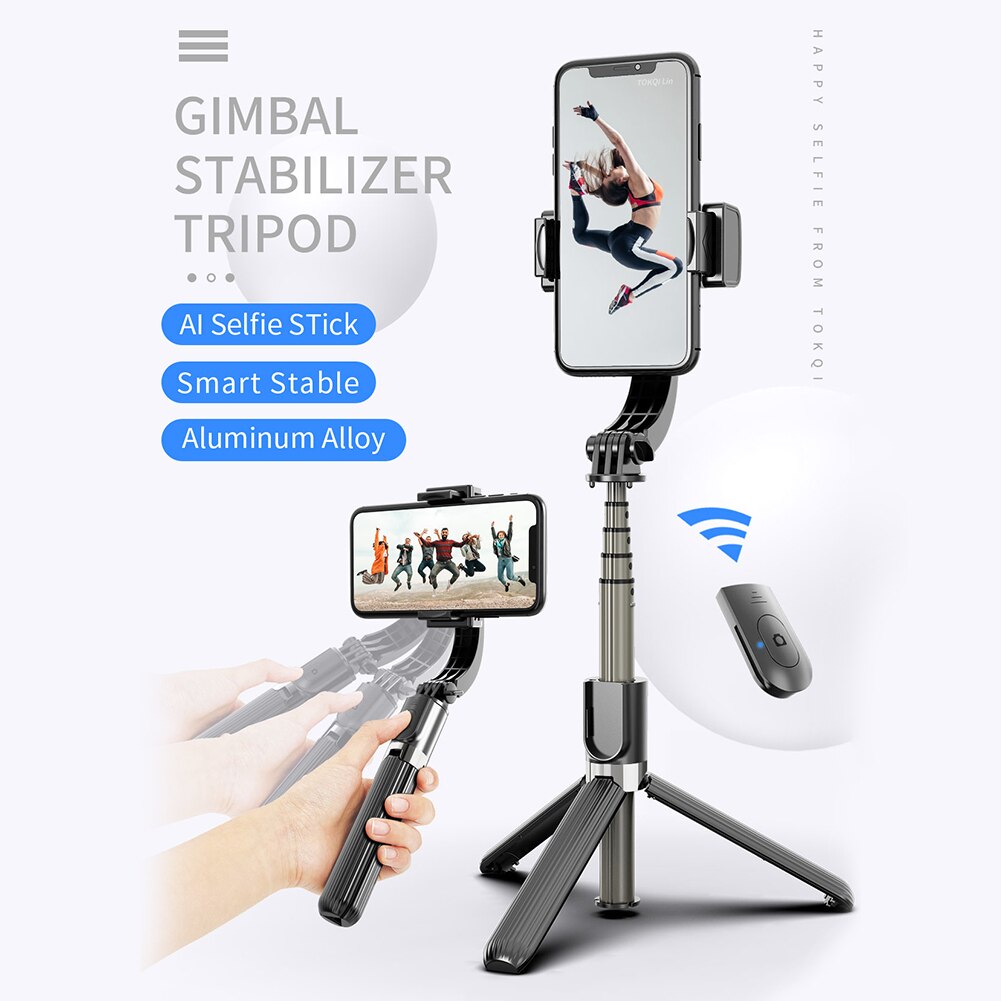 L08 Handheld Smart Phone Gimbal Stabilizer Holder Anti-Shake Bluetooth Remote Control Shutter Selfie Stick Expandable Tripod