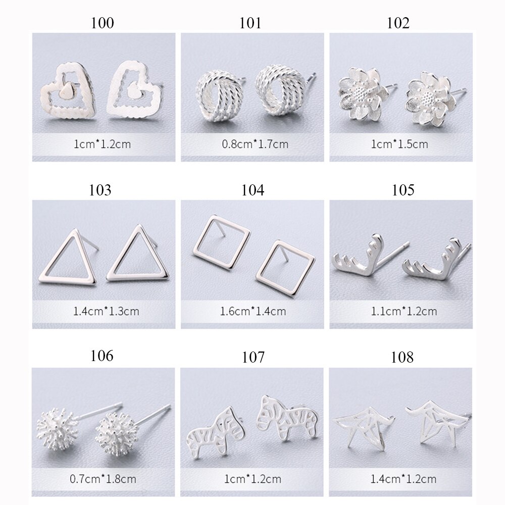 XIYANIKE Geometry Earring 925 Sterling Silver Cute Stud Earrings Ear Needle Simple Personality For Women 91-108