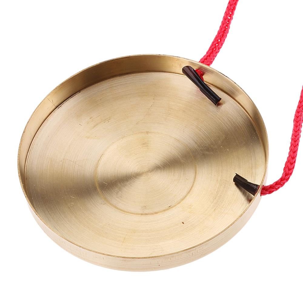 Mini hånd gong bækkener m/ træpind til band rytme percussion børne musik legetøj 10cm / 4 " bronze kobber gong hammer