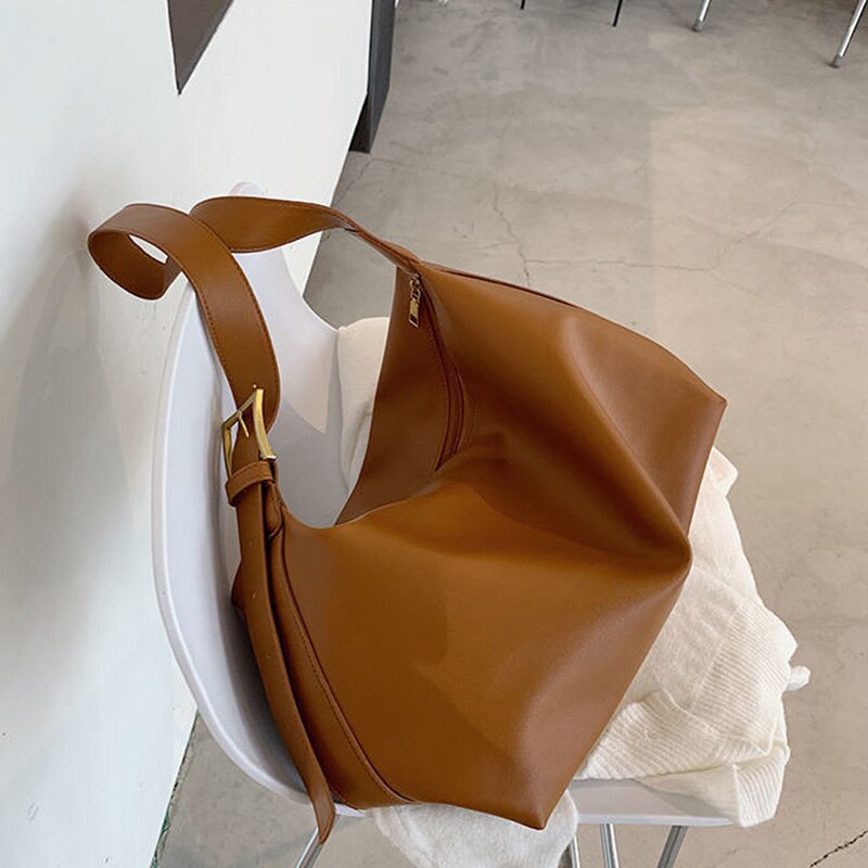 Umhängetaschen für Frauen Tasche Schulter Tasche Tote Tasche Handtasche Geldbörse Weibliche Weiche PU Leder Hohe Kapazität Zipper: Brown