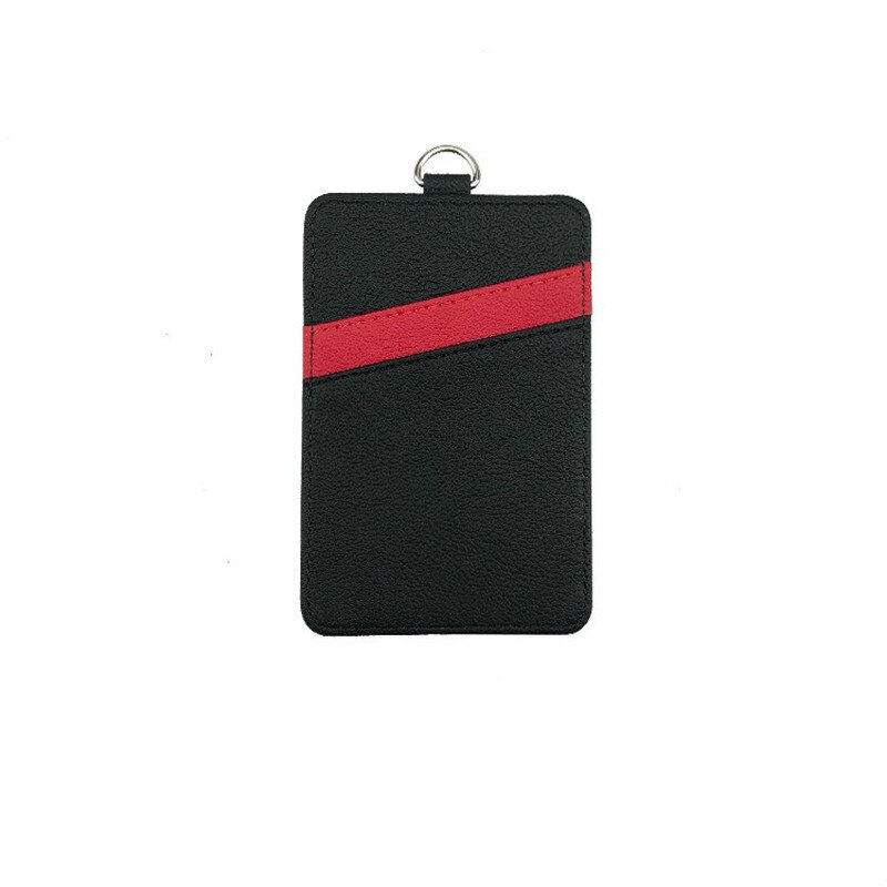 Motekvinner menn pu lær id kredittbankkortholder studenter busskortetui lanyard mannlig besøk dør identitetsmerke kort deksel: Svart