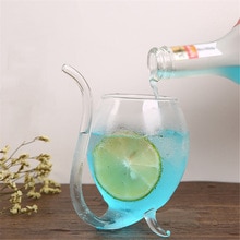 Verre résistant à la chaleur, pour le vin, le whisky, le jus, le lait, le thé, le vin, avec Tube