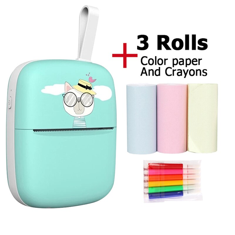 Mini Draagbare Thermische Printer 203Dpi Foto Pocket Printing Draadloze Bluetooth Label Printer Papier Voor Android Ios Kids: WHITE