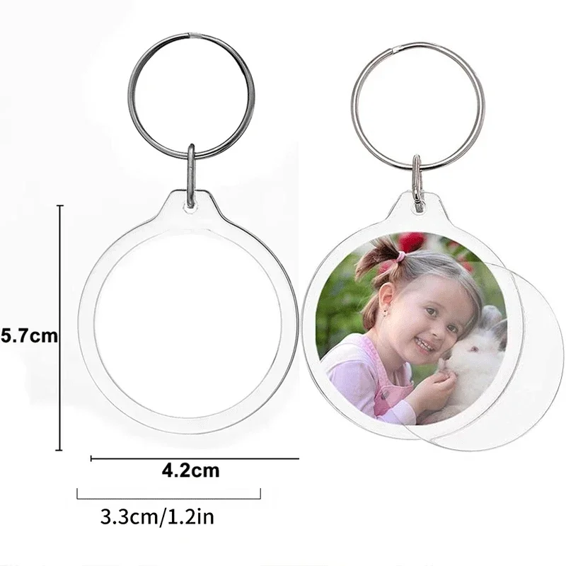 5/50 stuks transparante fotolijst sleutelhanger kwastjes snap-in aangepaste insert foto acryl blanco sleutelhanger duidelijke blanco foto hanger