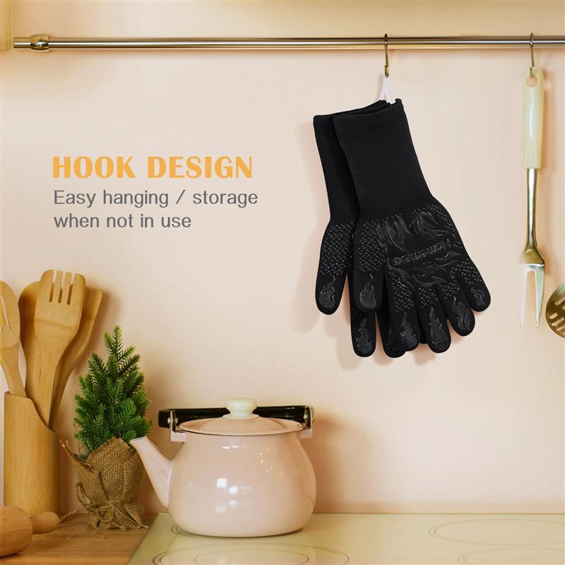 Guante térmico para horno, resistente a menos de 800 ℃, algodón, silicona, protector, guantes para cocinar a la parrilla, accesorios para hornear, 1 par