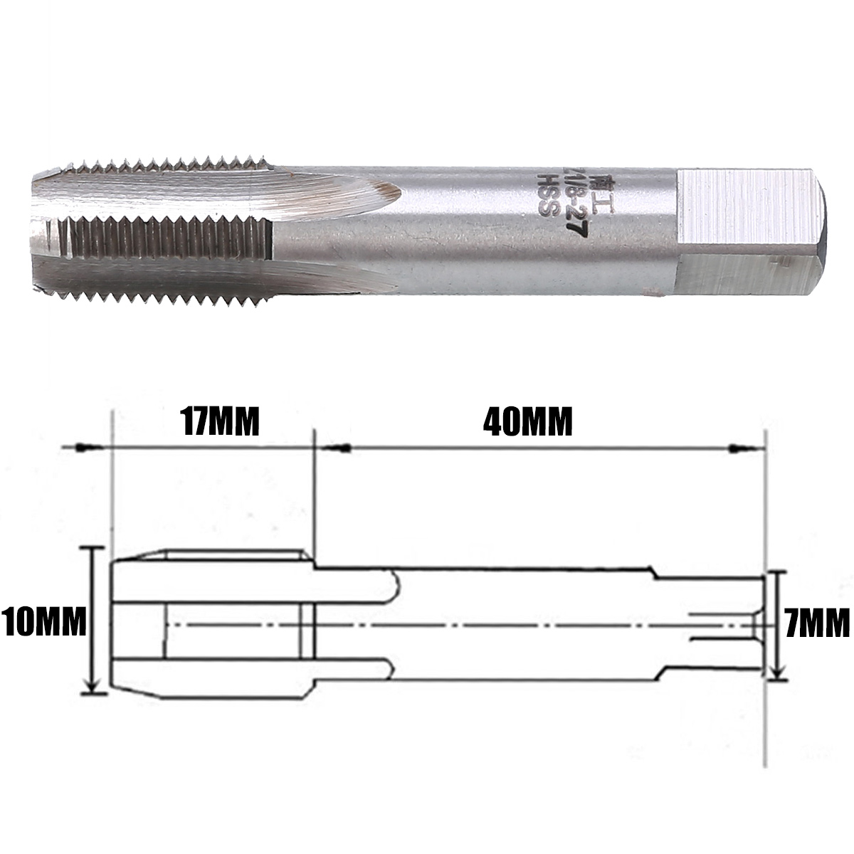 1/8 - 27 HSS NPT Taper Pipe Thread Tap High Speed Steel 1/8&#39;&#39; - 27 for Pipes Inner Threading Maintenance Repair Work Mayitr