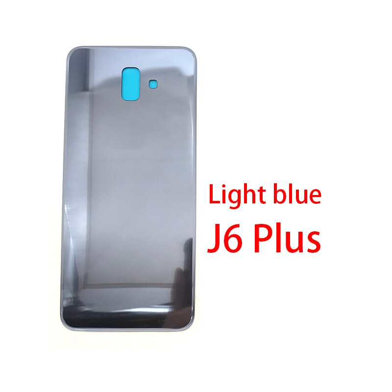 Achterkant van glas voor de samsung galaxy  j4 j6 plus  j415 j610 j610f batterijklepbehuizing batterij achterkant: J6 plus lichtblauw