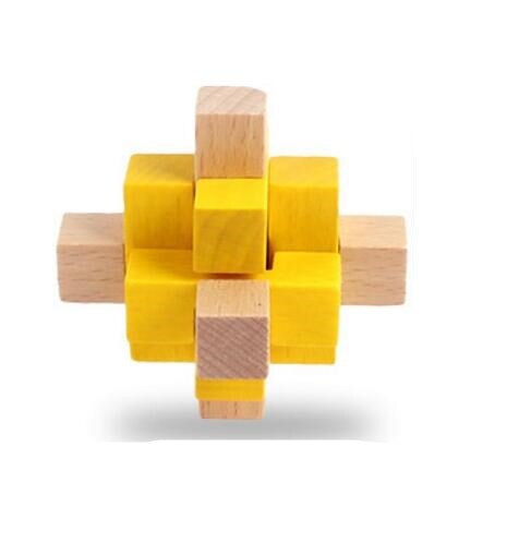 colorful wooden Luban Lock Classic IQ Wooden Puzzle Mind Brain Teasers Burr Puzzles Game Toys for Adults Children: 4