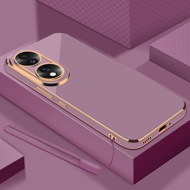 For Honor X7b Case Honor X7B Cover CLK-LX1 CLK-LX2 CLK-LX3 Luxury Square Plating Honor X7 X7A Phone Case Shockproof Back Cover: aluminum / Brown