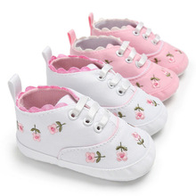 Pasgeboren Baby Baby Girl Canvas Prinses Ongedwongen Zachte Zool Prewalker Canvas Kant Borduurwerk Zachte Baby Schoenen Warm Prewalker 0- 18M