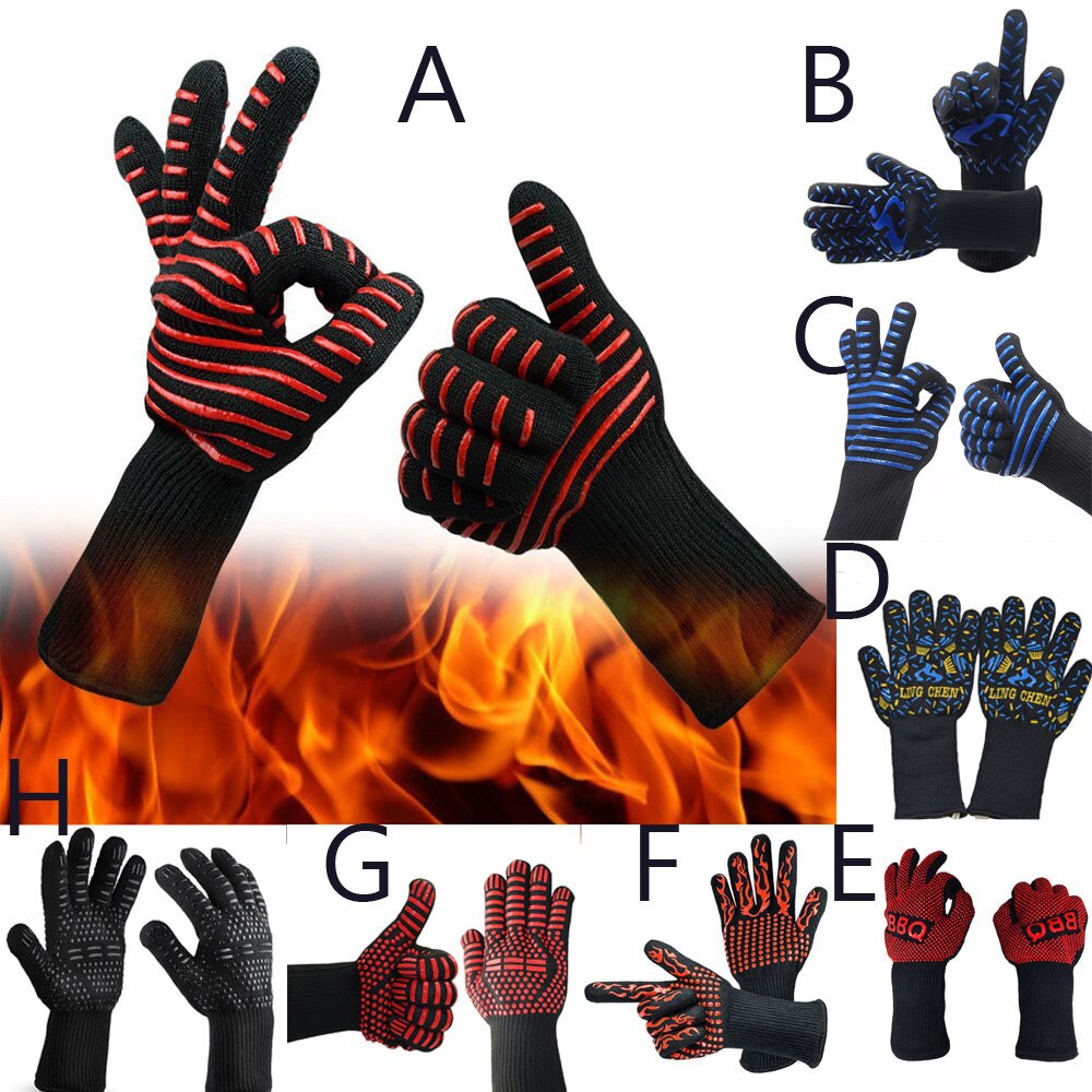 40@ Bbq Grilling Cooking Gloves Extreme Heat Resistant Oven Welding Gloves Kitchen Barbecue Glove