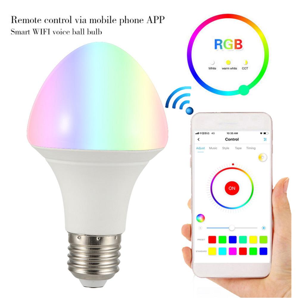 E27 7W ampoule LED intelligente lampe WiFi voix APP télécommande avec profil réglable Compatible IOS Android éclairage intérieur