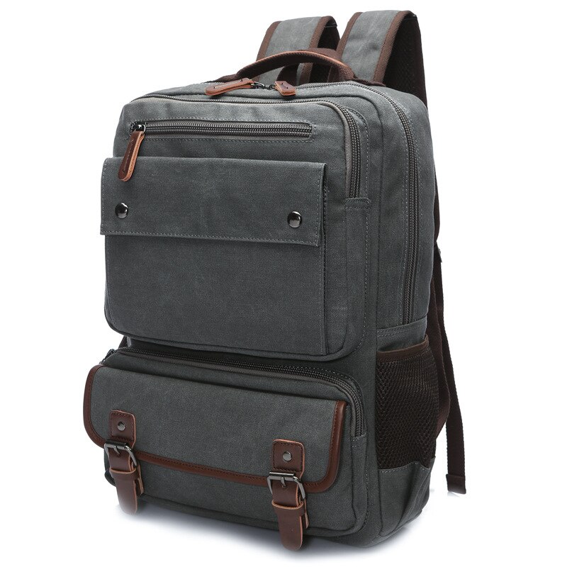 Mochila vintage de lona para hombre, bolso escolar de gran capacidad para ordenador portátil, estudiantes universitarios, para adolescentes,: gray