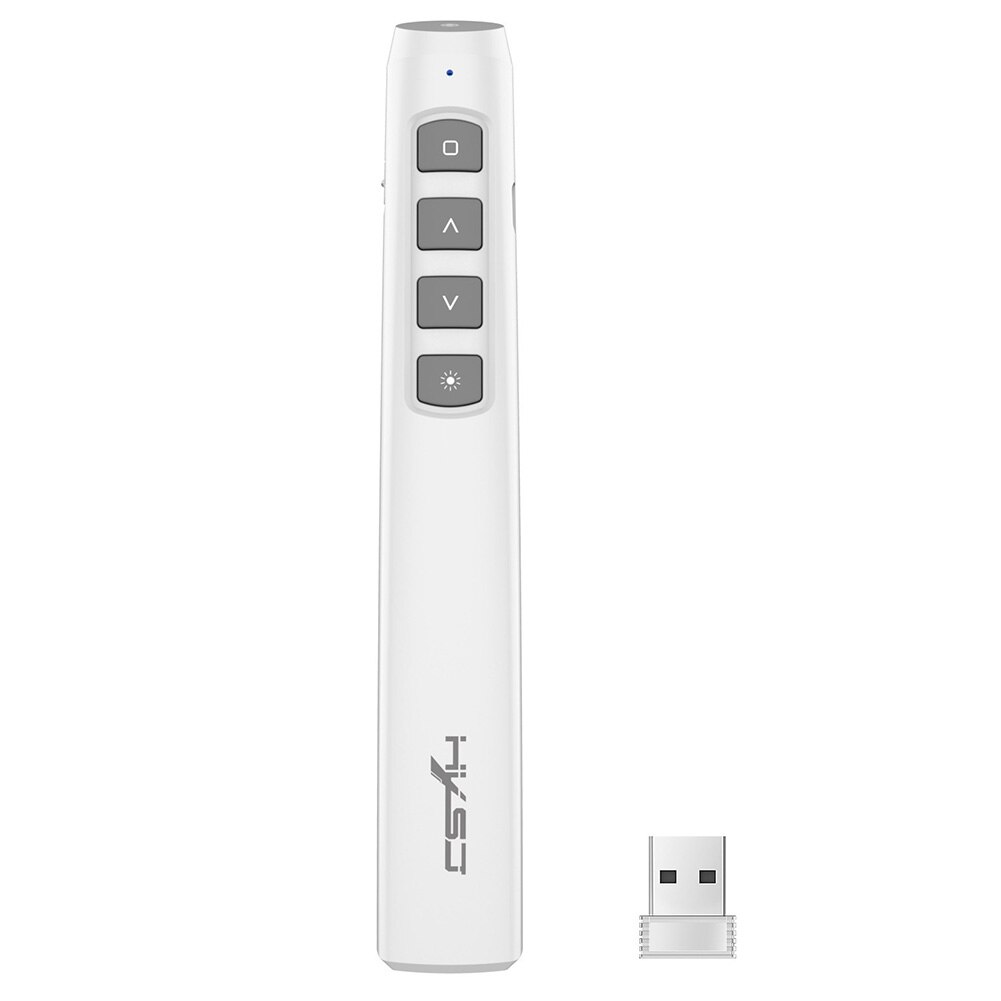 HXSJ HX1 2.4GHz Wireless Remote Control PPT Flip Pen Red Light Rechargeable Powerpoint Presentation Pointer Clicker: White