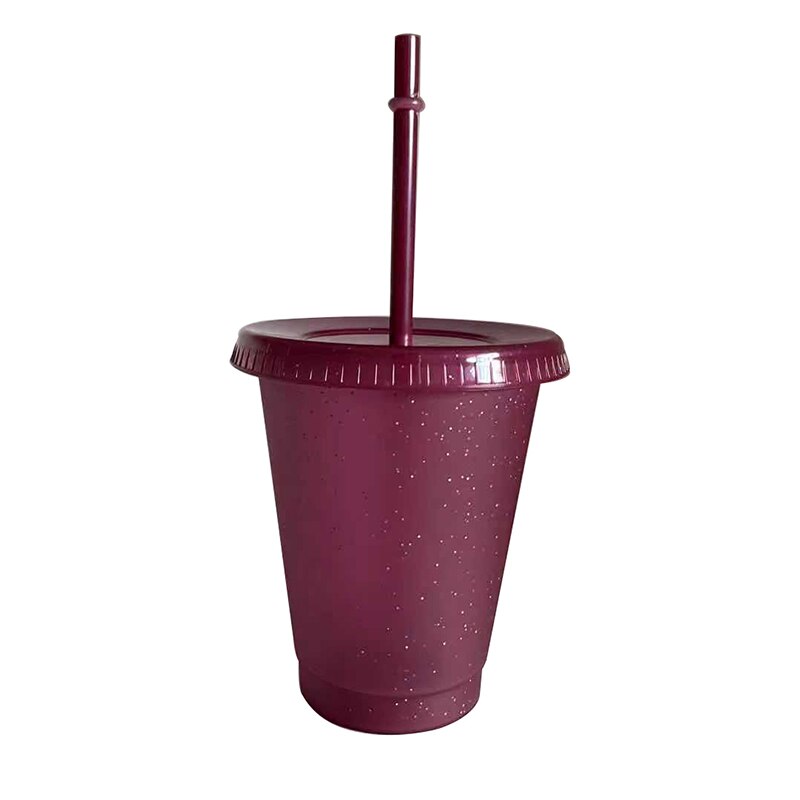 Tasse de voyage créative en plastique avec paille, 5 pièces, 700ml, pour boisson fraîche, café, jus de thé, Smoothie, réutilisable: small fuchsia