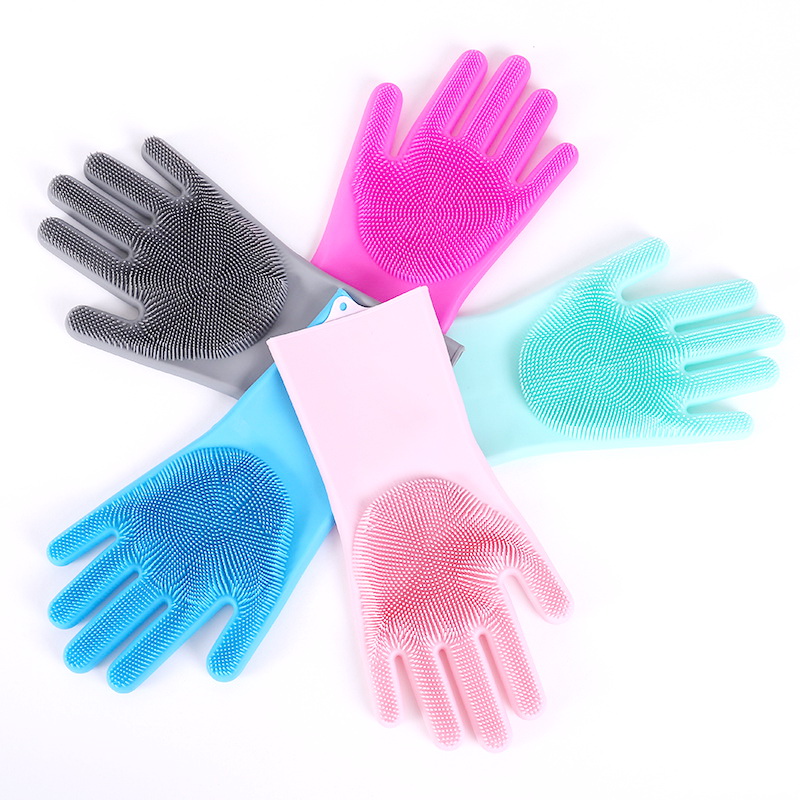 Een Paar Afwassen Schoonmaak Handschoenen Magic Silicone Rubber Afwas Handschoen Voor Huishoudelijke Scrubber Keuken Clean Tool Scrub